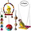 BWOGUE 5pcs Bird Parrot Toys Hanging Bell, Bird Cage Hammock, Swing Toy